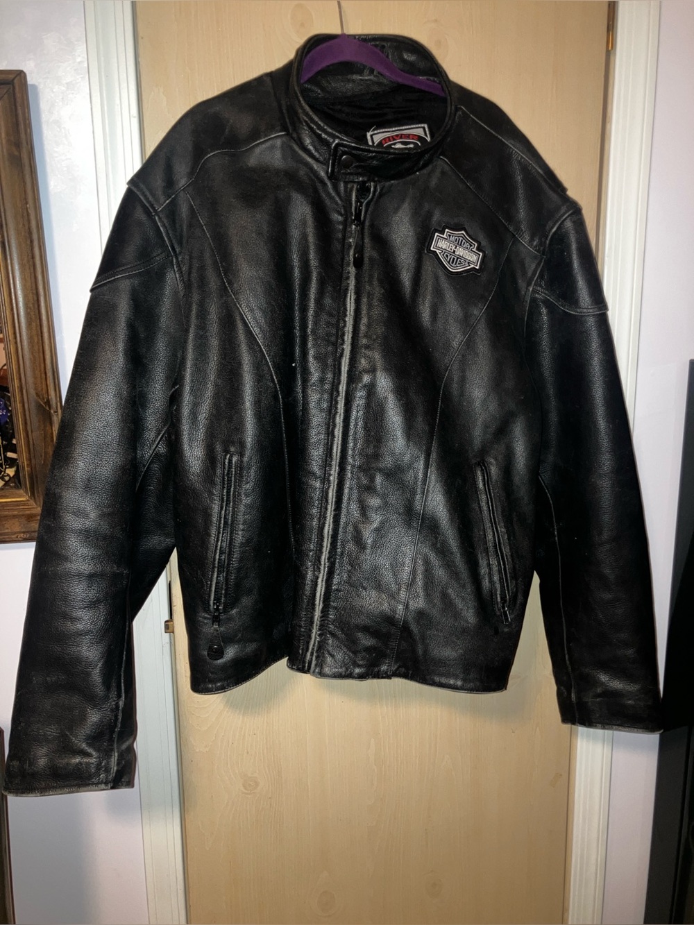 River Road Harley-Davidson Black Leather 4XL  Jacket with Patch 56